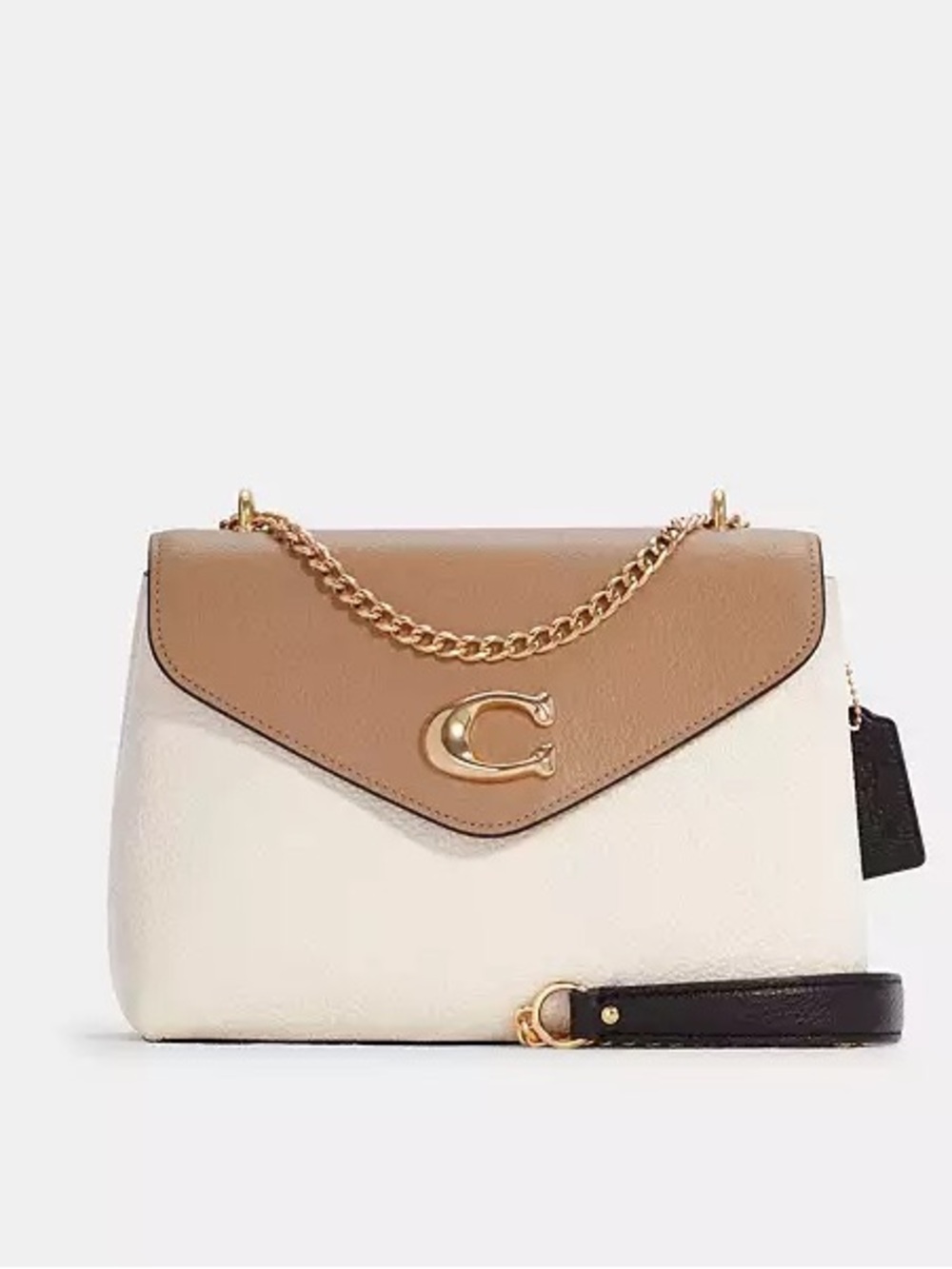 Coach Tammie Shoulder Bag Colorblock Chalk Multi Leather Gold Chain
